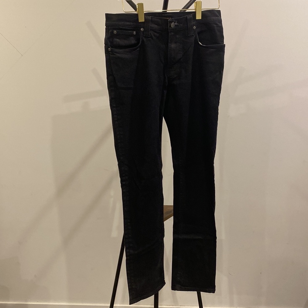 NUDIE JEANS Thin Finn Back 2 Black | 33/34 | Slim Tapered | Lifetime Warranty